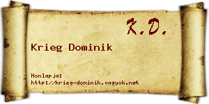 Krieg Dominik névjegykártya